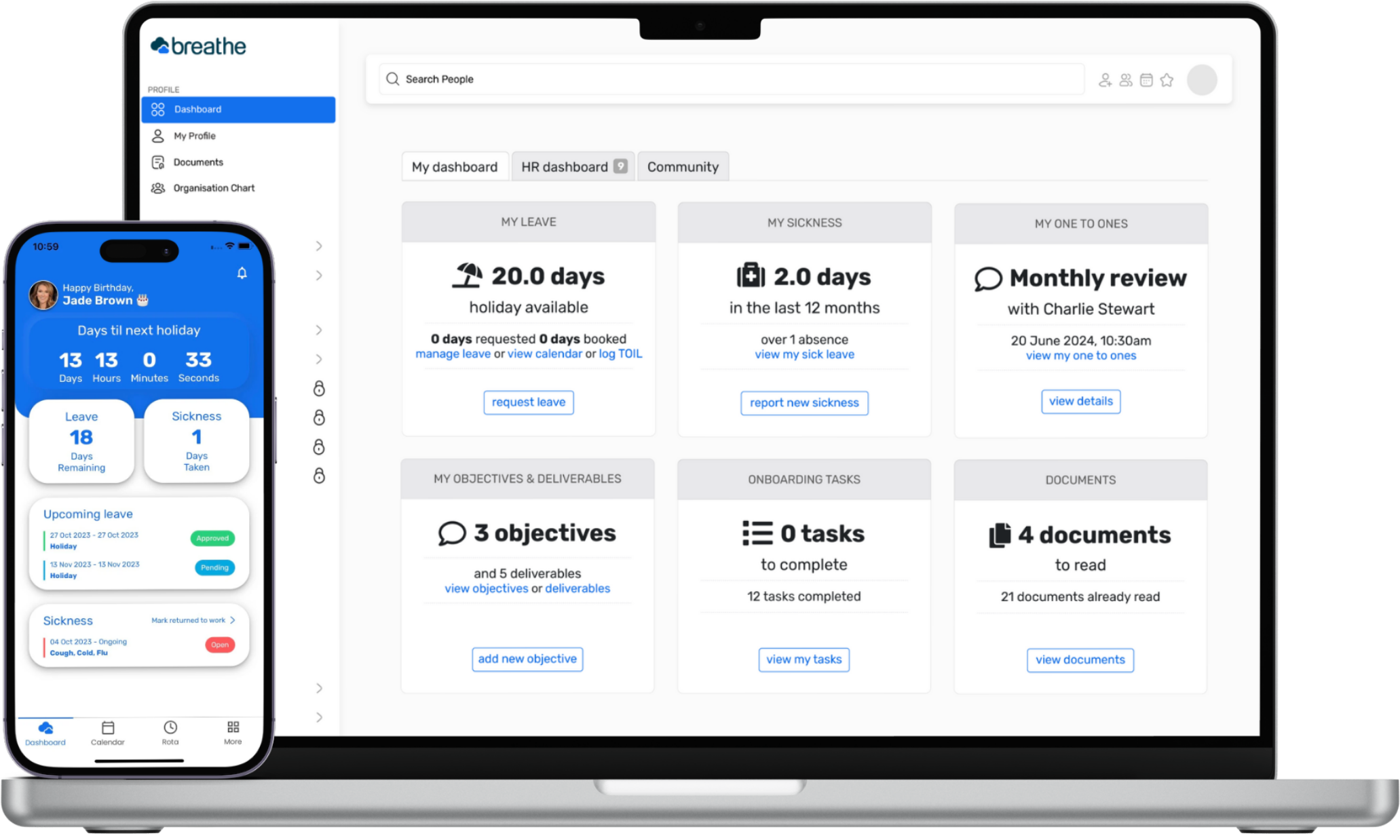 Breathe dashboards laptop & mobile